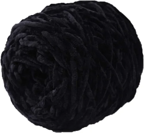 Hilo de punto grueso negro, hilo de terciopelo de felpilla, hilo de chenilla gruesa 100% poliéster, tejido de brazo, tejido a mano, tejido