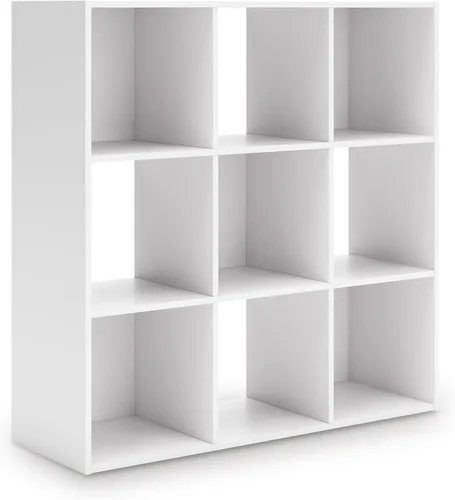 Miniatura 32 de Diseño exclusivo de Ashley Paxberry. Organizador de almacenamiento o librero moderno de 6 cubos, color blanqueado
