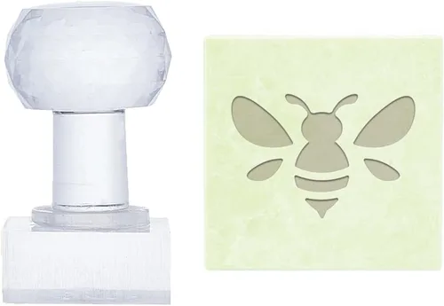 PandaHall - Sello de jabón hecho a mano, estampado de abejas de 1.3 pulgadas, cuadrado natural para insectos con asa para hacer manualidades