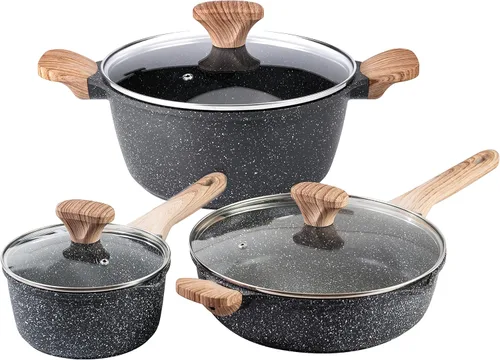 Miniatura 16 de Juego de utensilios de cocina antiadherentes de aluminio fundido Country Kitchen - Utensilios de cocina duraderos para cocina diaria, mango redondo