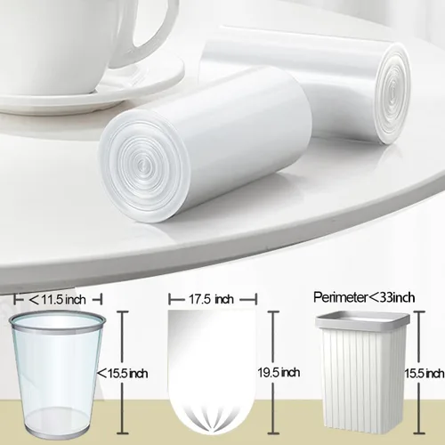 Miniatura 2 de Bolsas de basura pequeñas de 4 galones, 110 unidades, bolsas de basura transparentes para baño, cocina, dormitorio, bolsas de basura de 5 galones