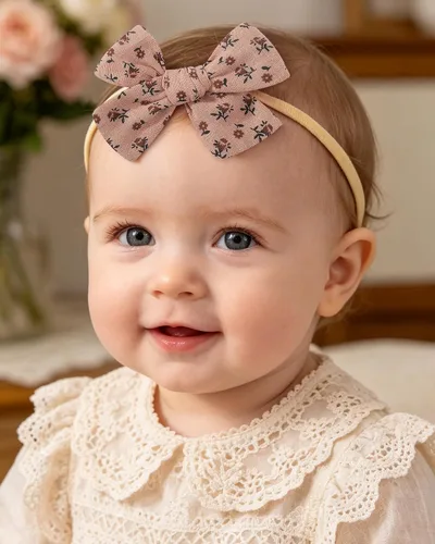 Miniatura 7 de doboi 10 diademas para bebé, lazos para el cabello, de nailon, algodón, lino, hechas a mano, accesorios para el cabello para recién nacidos, niñas