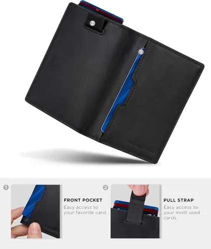 Miniatura 5 de SERMAN BRANDS - Carteras para hombre delgadas de cuero para hombre, bloqueo RFID, tarjeta minimalista, bolsillo frontal, plegable, viajes delgados