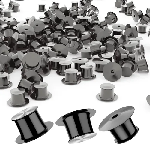 Miniatura 16 de Parte trasera de pasador de metal, cierre de pasador de bloqueo, 20 piezas de cierre de aguja, cierre trasero, abrazadera de cabeza plana, broche