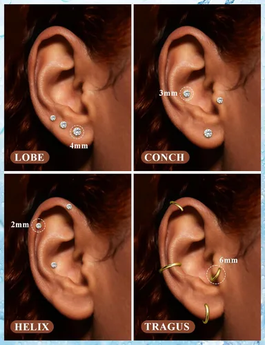Miniatura 5 de Aretes de nariz de acero quirúrgico 316L, 20G, 18G y 16G, sin rosca, aretes de lóbulo para cartílago, cartílago, oreja, labio, piercing para mujeres