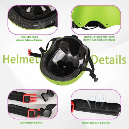 Miniatura 6 de Set de Casco de Bicicleta para Niños, Casco Ajustable para Niños de 3 a 15 Años, para Niños Pequeños, Niños y Niñas, para Varios Deportes