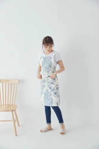 Miniatura 18 de Jeelow Delantal de cocina de algodón o sarga de algodón para hombres y mujeres, ajustable con bolsillos ajustables