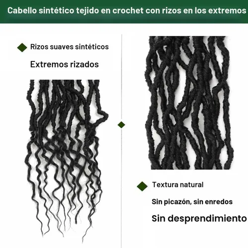 Miniatura 3 de Mytarku 8 paquetes de rastas suaves de 24 pulgadas con extremos rizados, rastas de pelo sintético de ganchillo bohemias para mujeres rastas de 1b
