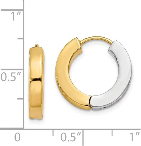 Miniatura 4 de Pendientes de aro con bisagras huecas de oro pulido de 14 quilates 0630in 0630in estilo TL571