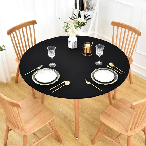 Miniatura 2 de Mantel ajustable con bordes elásticos para mesas redondas, funda elástica de elastano de 48 pulgadas para mesa en casa, comedor, picnic, fiesta