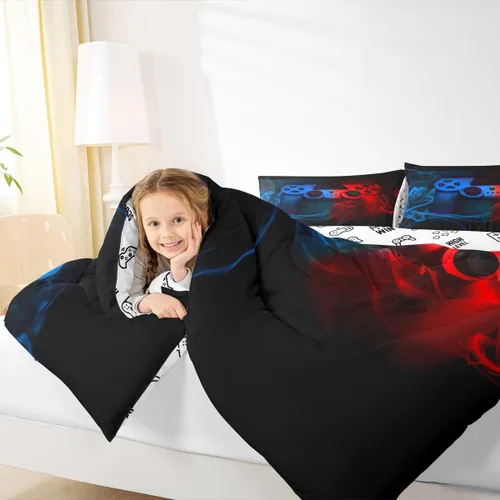 Miniatura 4 de Erosebridal Juego de edredón individual para niños, juegos de ropa de cama gaming, juegos de edredón gamer, juego de ropa de cama para niños Multi 10