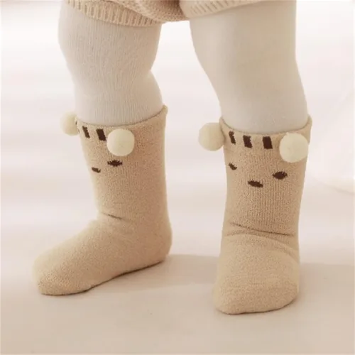 Miniatura 2 de Calcetines antideslizantes para bebés con agarres, calcetines gruesos y cálidos para niños y niñas, 5 pares