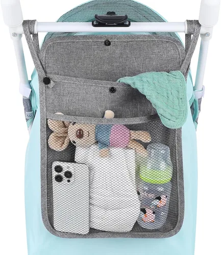Miniatura 6 de Accmor Organizador universal de cochecito, bolsa de malla para Uppababy, Nuna, Britax, Doona, cochecitos de malla ajustable antideslizante y Gris