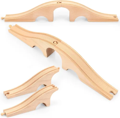 Liliful Vía de tren de madera Puentes y túneles Expansión Piezas de pista de tren de madera Accesorios para la mayoría de los principales trenes de