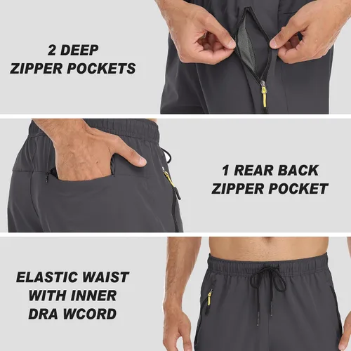 Miniatura 54 de Rapoo Pantalones ligeros para hombre con bolsillos con cremallera, secado rápido, pantalones deportivos de viaje para entrenamiento