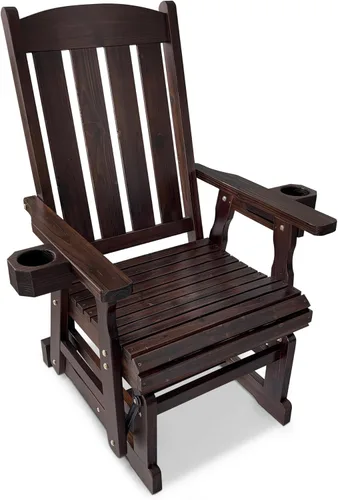 Miniatura 11 de Fortune Candy Planeador de madera para patio para una persona, con respaldo alto y asiento contorneado profundo, madera de abeto maciza, resistente