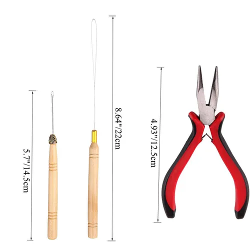 Miniatura 4 de Orgrimmar Kit de herramientas de extensión de cabello, alicates para quitar, gancho de tracción, 500 piezas de anillos de micro silicona, kit