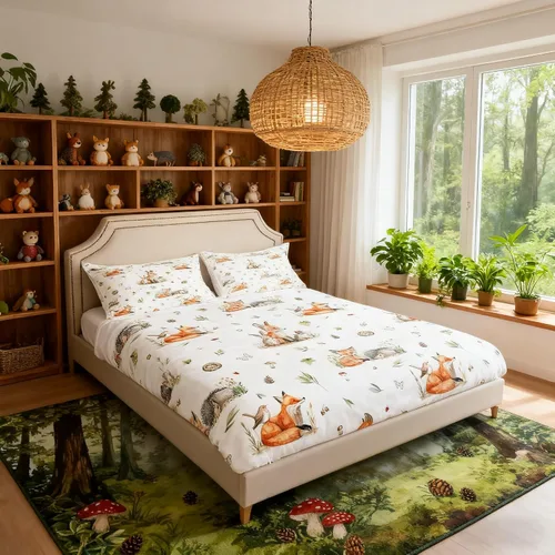 Miniatura 10 de Cute Panda - Sábana bajera ajustable para niños, tamaño individual, diseño de rayas geométricas de animales salvajes, decoración de habitación