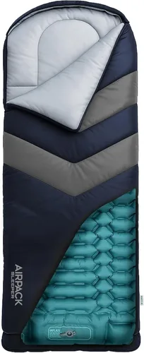 Miniatura 10 de Saco de dormir con almohadilla integrada (AirPack Sleeper) – Colchoneta inflable todo en uno y manta con cremallera para acampar con bomba de pie