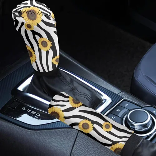 Miniatura 31 de Juego de 2 piezas set de accesorios interiores para coche, para las mujeres, hombres; cubierta de palanca de cambios/freno de mano, personalizada