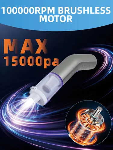 Miniatura 3 de Vogano - Aspirador de coche inalámbrico, 15 KPa de alta potencia, mini aspirador portátil de mano con 2 modos de succión y boquillas múltiples