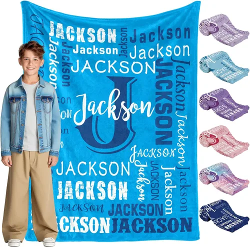 Envío al día siguiente, manta personalizada para niños adolescentes - impresa en EE. UU., manta de franela con nombre personalizado, mantas