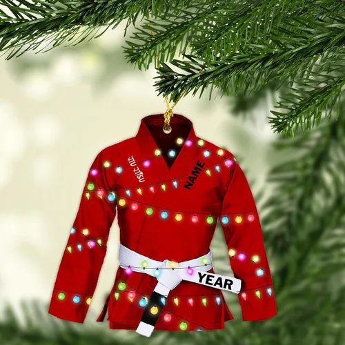Miniatura 13 de Adorno personalizado de Jiu Jitsu, decoración de árbol de Navidad de artes marciales, regalo de recuerdo navideño BJJ para niños, adolescentes, On63