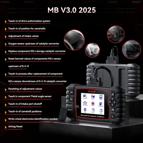 Miniatura 5 de Herramienta de diagnóstico bidireccional para la mayoría de Mercedes-Benz/Sprinter/Smart de 1996-2023 iCarsoft MB V3.0 Versión 2025 38+ servicio