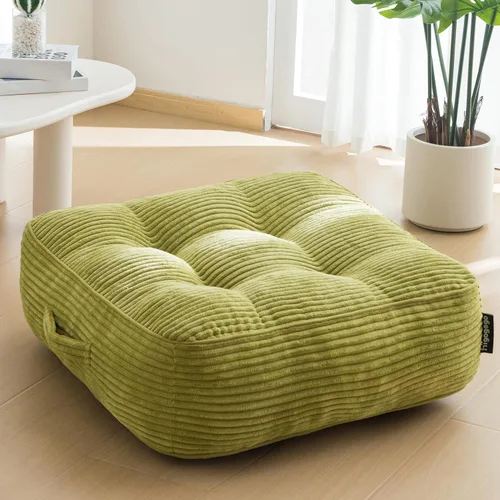 Miniatura 22 de HIGOGOGO Cojín de suelo para adultos, cojín de meditación, grande y redondo, funda de pana copetuda, para sala de estar o yoga, 22 x 22 pulgadas