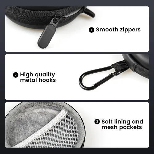 Miniatura 3 de Estuche circular para auriculares con cable, funda rígida de EVA con cremallera, compatible con monitor de oído, KZ ZS10 PRO IEM, Shure SE215-CL