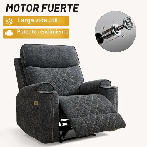 Miniatura 3 de HAOMARKETS Silla reclinable eléctrica, sillón reclinable eléctrico de tela suave con portavasos de metal, sillas reclinables de alta resistencia