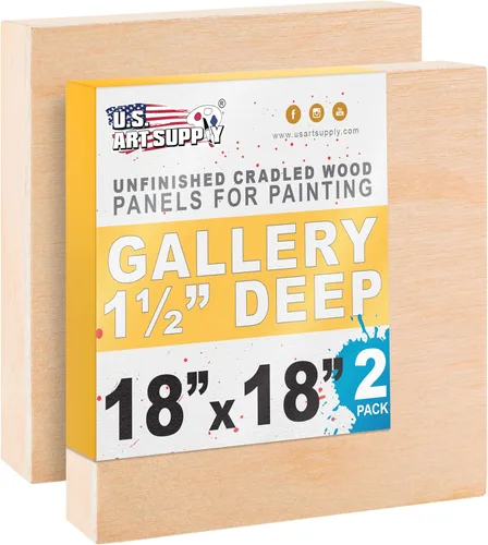 Miniatura 16 de U.S. Art Supply Paneles de madera acunados sin terminar de 5 x 5 pulgadas para pintar, galería de 1-1/2 pulgadas de profundidad