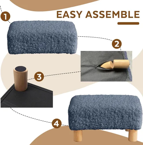 Miniatura 6 de Taburete pequeño otomano, reposapiés otomano de lino, reposapiés para sofá, reposapiés rectangulares y otomanos, pequeño para sala de estar, entrada