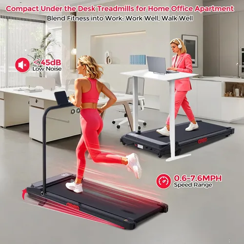 Miniatura 9 de Walking Pad with Incline and Handle Bar, 3.0HP Electric Protable Mini Walking Pad Treadmills for Home Small Space, Small Treadmill for Exercising
