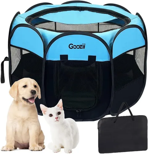 Miniatura 9 de Goozii Corralito portátil plegable, perros, interior y exterior, funda con cremallera, cubierta superior, puerta, para piso, gatos grandes, conejos