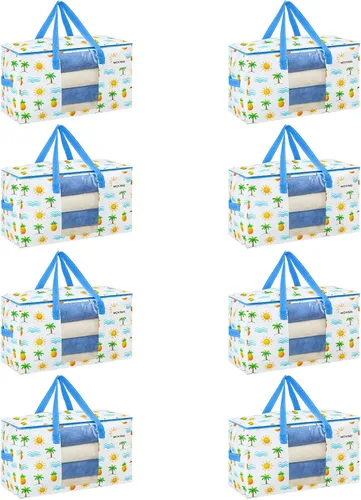 Miniatura 18 de VENO Paquete de 4 bolsas de mudanza resistentes, bolsas de almacenamiento de ropa y edredón con ventana transparente, suministros de embalaje