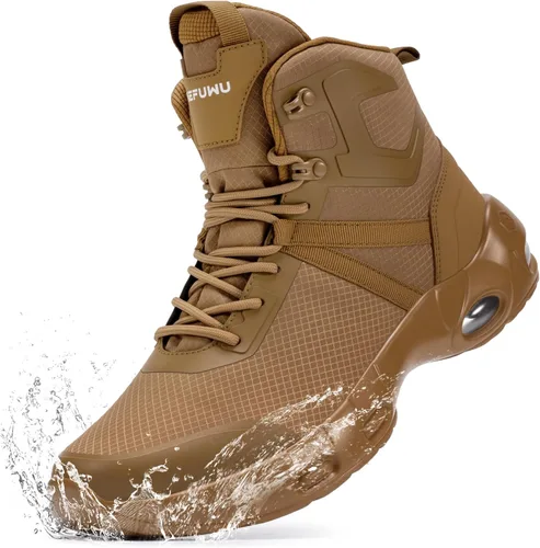 Miniatura 11 de Botas tácticas militares para hombre, impermeables, de 6 pulgadas, ligeras, duraderas, con cremallera lateral, botas de combate para trabajo