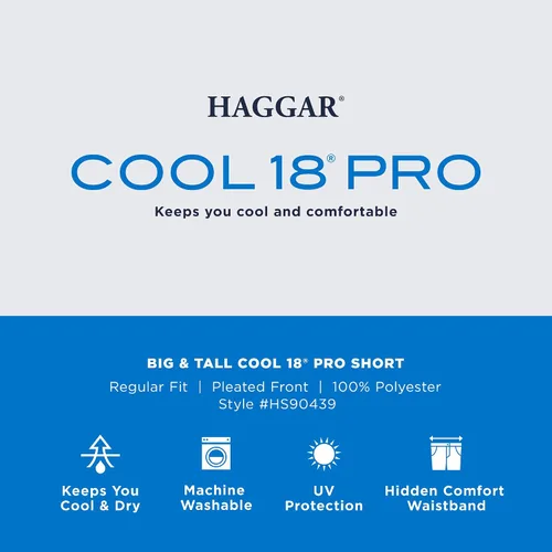 Miniatura 4 de Haggar Cool 18 Pro - Pantalones cortos de ajuste recto plisado en 4 direcciones con cintura expandible para hombre