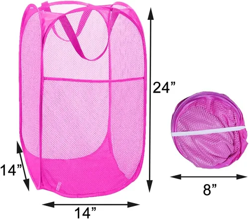 Miniatura 2 de Cesta de lavandería desplegable, cesta portátil de malla para lavandería, contenedor de almacenamiento de ropa plegable para dormitorio, dormitorio