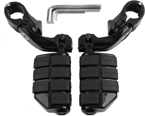 TCT-MOTORPARTS Estriberas negras de 1/4 de pulgada y 1.25 pulgadas, estriberas ajustables para motocicleta en ángulo largo para Harley Touring Road