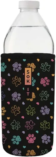 Miniatura 80 de Sok It BotlSok Funda para botella de agua con cubierta de neopreno aislante (Floral abstracto, se ajusta a CamelBak o Nalgene de 12 onzas)