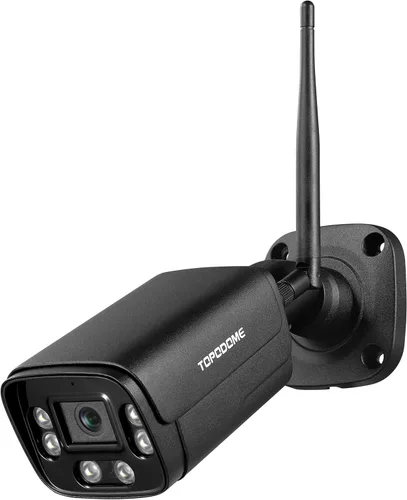 ONVIF Cámara bala WiFi para exteriores para seguridad del hogar, cámaras de vigilancia IP de 1080P, visión nocturna de 65 pies, detección de Negro