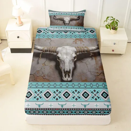 Miniatura 61 de Erosebridal Southwestern - Sábanas de cama bohemias aztecas, tamaño individual, sábanas hippie de cachemira, ropa de cama de estilo exótico, funda