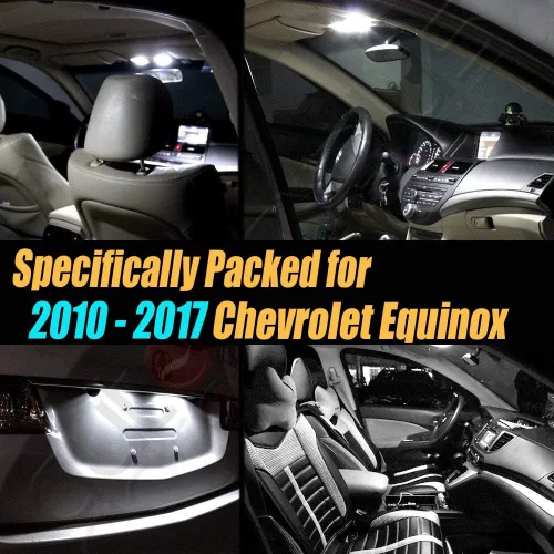 Miniatura 2 de Paquete de 12 luces LED para interior de automóvil, color blanco superblanco, 6000K, compatible con Chevrolet Equinox 2010-2017