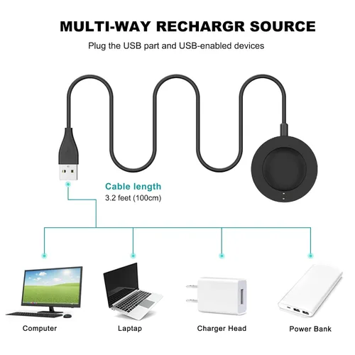 Miniatura 6 de Meliya Cable de carga para Fossil Gen 6/5/5e/4, cable de carga USB de 3.3 pies para reloj inteligente Fossil
