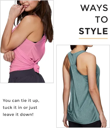 Miniatura 6 de RBX Active - Camiseta de tirantes para mujer con detalle trasero, holgada.
