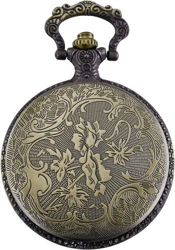 Miniatura 5 de Reloj de bolsillo con tren de vapor de cuarzo para hombres y mujeres con cadena, bronce, Bronce 1, Retro