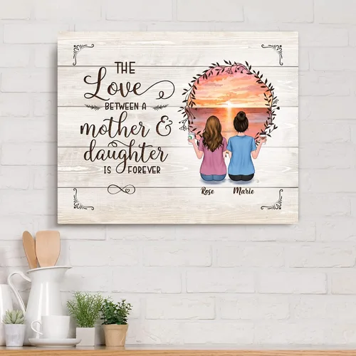 Miniatura 5 de Gossby Lienzo personalizado envuelto para mamá – El amor entre madre e hija es para siempre – Regalo personalizado con nombres de avatares – Regalo
