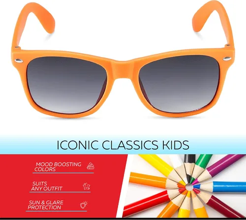 Miniatura 20 de Retro Rewind Lentes de sol para niños y niñas de 3 a 12 años, inastillables, UV400, lentes de sol para niños pequeños