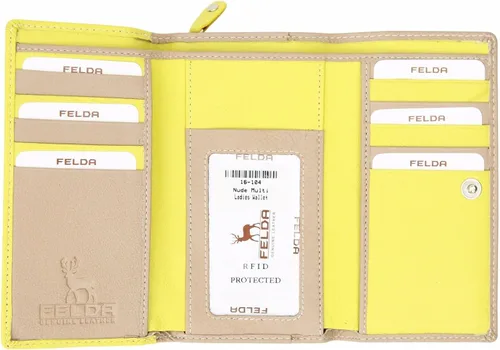 Miniatura 5 de Cartera RFID de cuero genuino para mujer multicolor 19 ranuras para tarjetas